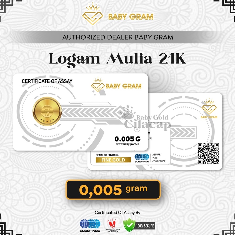 {Original} Baby Gram Logam Mulia 0,005gr Emas Murni 24 Karat Baby Gold bersertifikat Sucofindo
