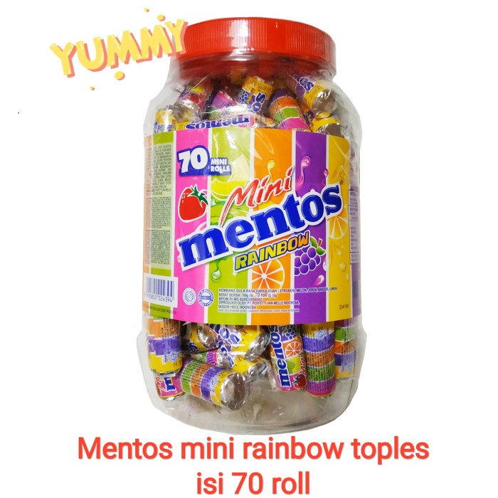 

mentos mini roll rainbow 70 pcs