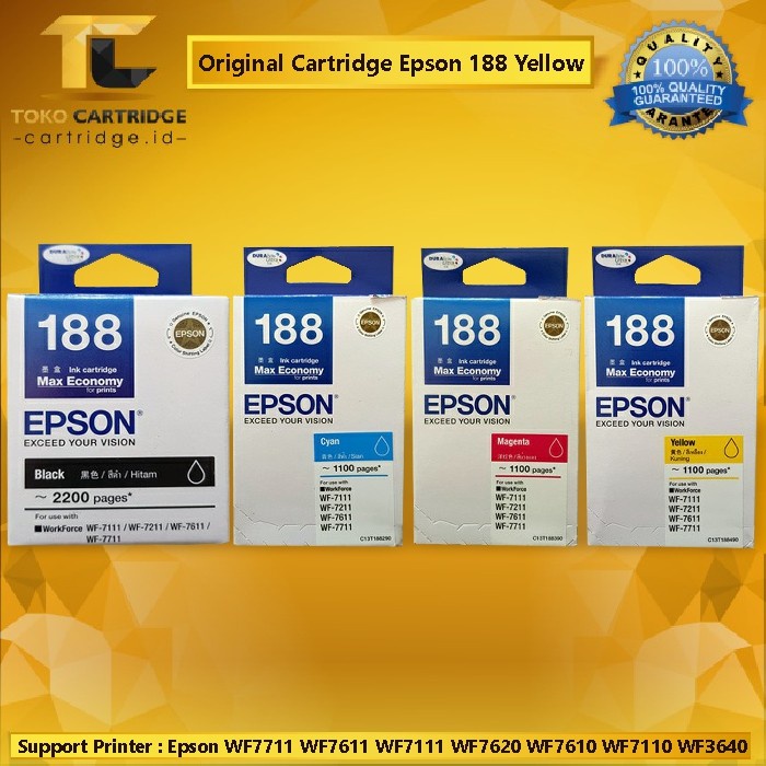 Terlaris Original Cartridge Tinta Epson 188 T188, Tinta Printer Epson Wf7711