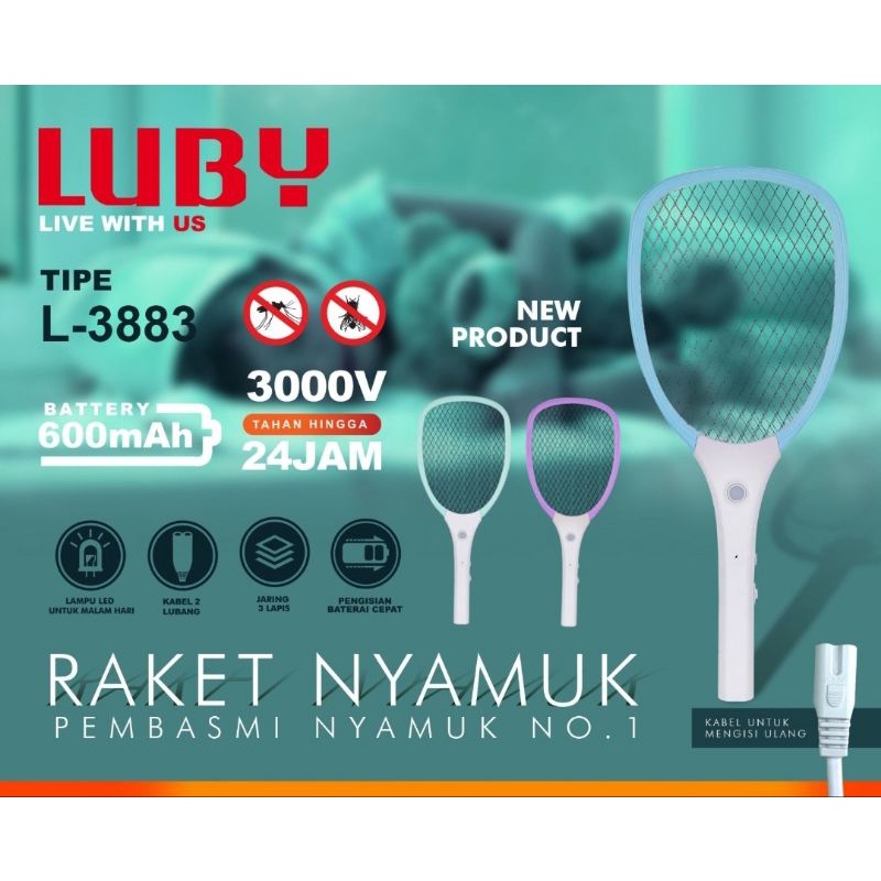 Raket Nyamuk + Lampu LED LUBY L3883 - Rechargeable