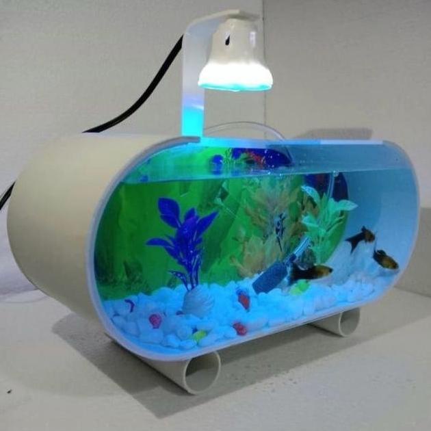 Termurah Aquarium/Akuarium Mini Akrilik Fullset Pompa Aerator ,Lampu