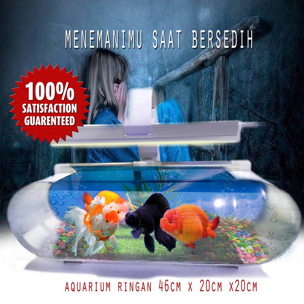 Aquarium mini ukuran 46cmx15xmx15cm bahan akrilik PVC sangat ringan dan kuat garansi 100% jika pecah EPS07 TKB3