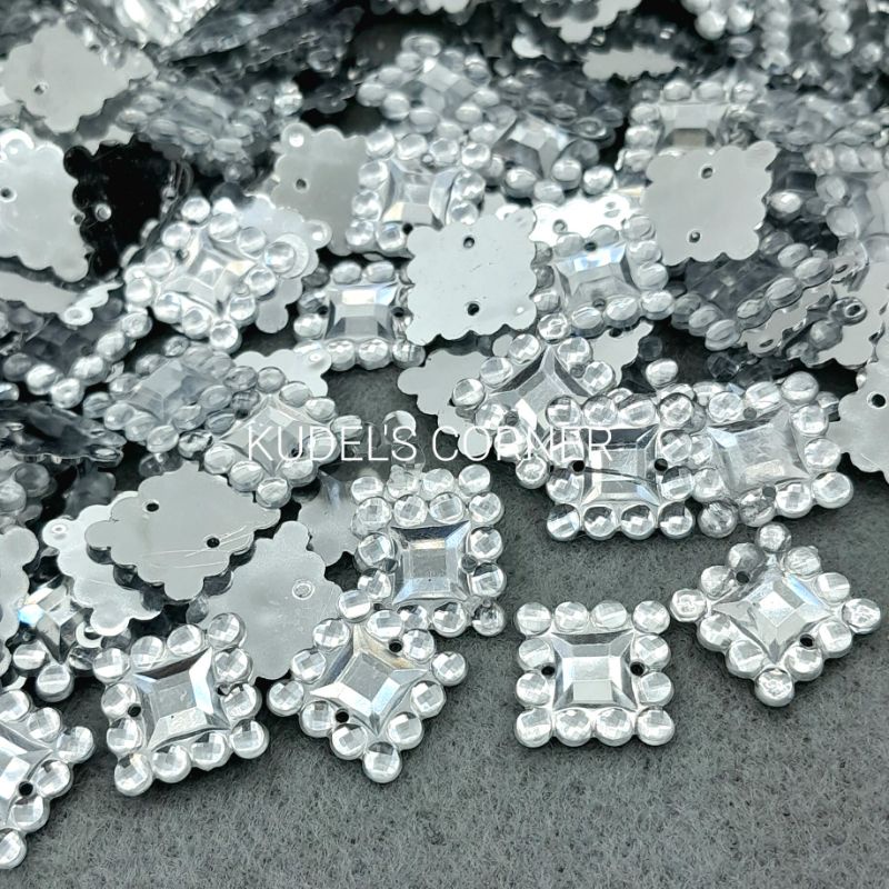 20pcs mote tempel/ mote jahit kotak 12mm x 12mm
