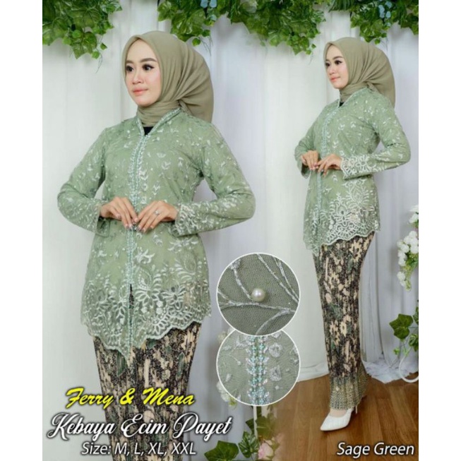 Kebaya Tile Modern Kebaya Encim Tulle Payet Atasan Kebaya Tulle Bordir Mutiara Atasan Kebaya Modern 