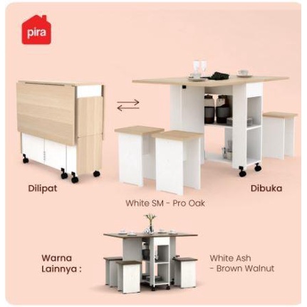 Terlaris Meja Makan Lipat Set Allison Dt120