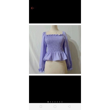 Gloria Top/baju sabrina/baju kerut lengan panjang/baju MURMER