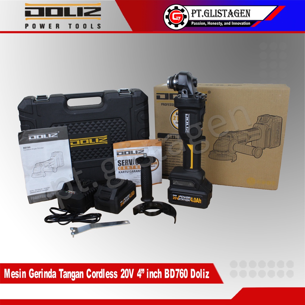 DOLIZ BD760 Mesin Gerinda Gurinda Tangan Baterai Cordless 20V 4&quot; inch