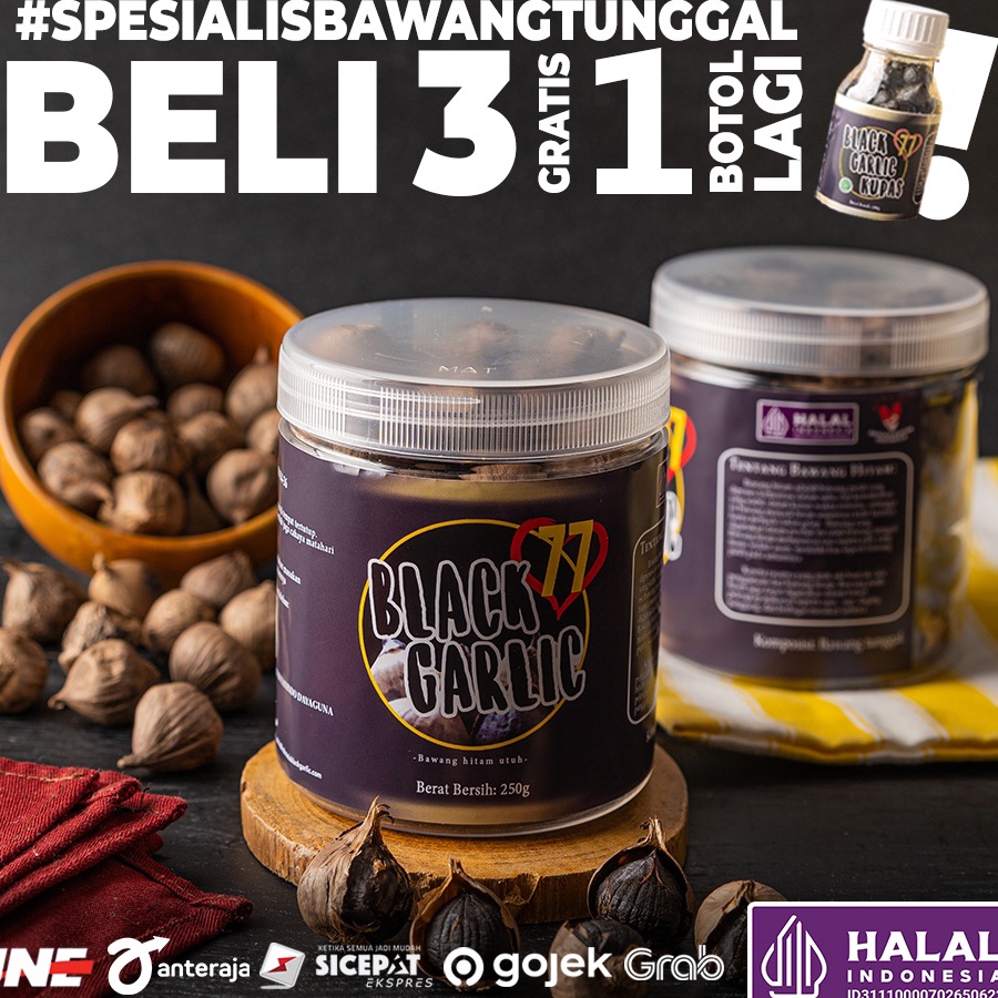 

Dijamin Ori>/ Black Garlic/Bawang Hitam Tunggal 250 gr gram HERBAL BERMACAM KHASIAT