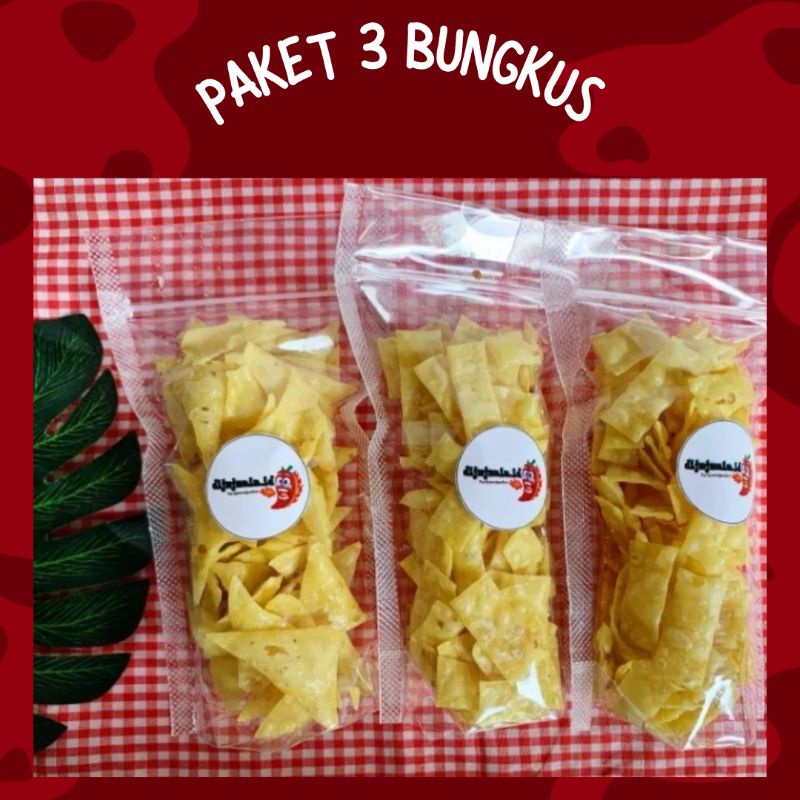 

krupuk pangsit 3 bungkus @60 gram/bungkus