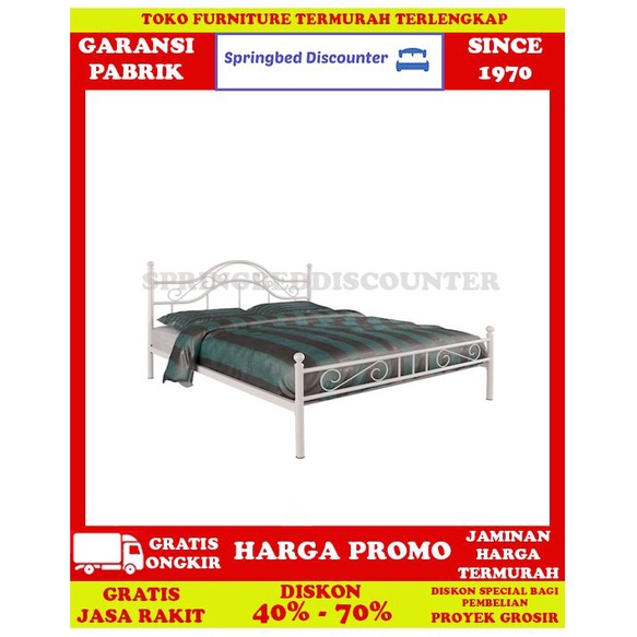 Ranjang Besi Tempat Tidur Dipan Divan Rangka Putih Monza 180x200