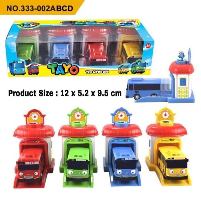 Mobil Tayo Garasi 4 Pcs Pelontar The Little Bus Tayo Garage