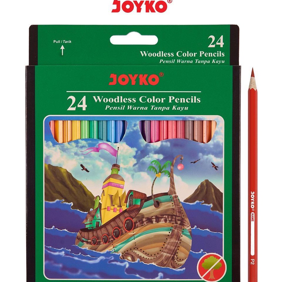 

{DK.24Jn23ᶻ} (ISI 24 WARNA) Joyko Pensil Warna Woodless Color Pencils Hexagonal Grip CP104