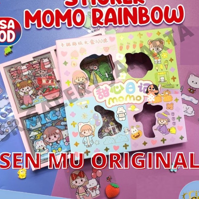 

DISKON!!!!!!!✅ Stiker 100 Lembar Sticker 2D Momo Motif Kartun Korea Lucu Anti Air SR