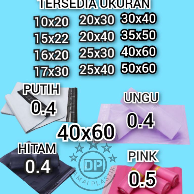 

BISA ✨COD✨ Kantong Plastik Packing PE 40x60CM Olshop Polymailer Hitam Putih Pink 40x60 Amplop ungu gas !!