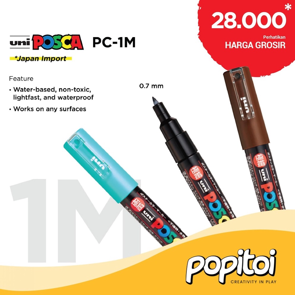 

Diskon.. UNI POSCA PC-1M Paint Marker Pen (Extra Fine Point) Spidol warna warni PC 1M PC1M 62