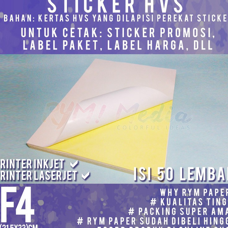 

✨MEGA ⚡ALE✨ Sticker HVS F4 isi 50 lembar / Kertas Stiker Doff Matte Folio