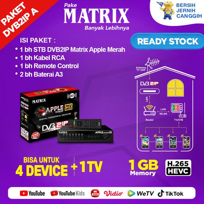 SET TOP BOX DVB2IP TV DIGITAL MATRIX APPLE MERAH (NEW)