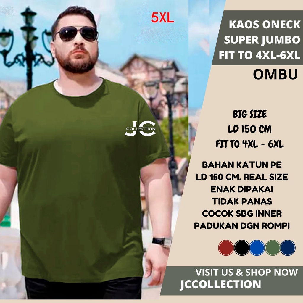 Kaos Tshirt Pria Polos Jumbo Big Size 4XL - 6XL Lengan panjang Cotton - JCCollections