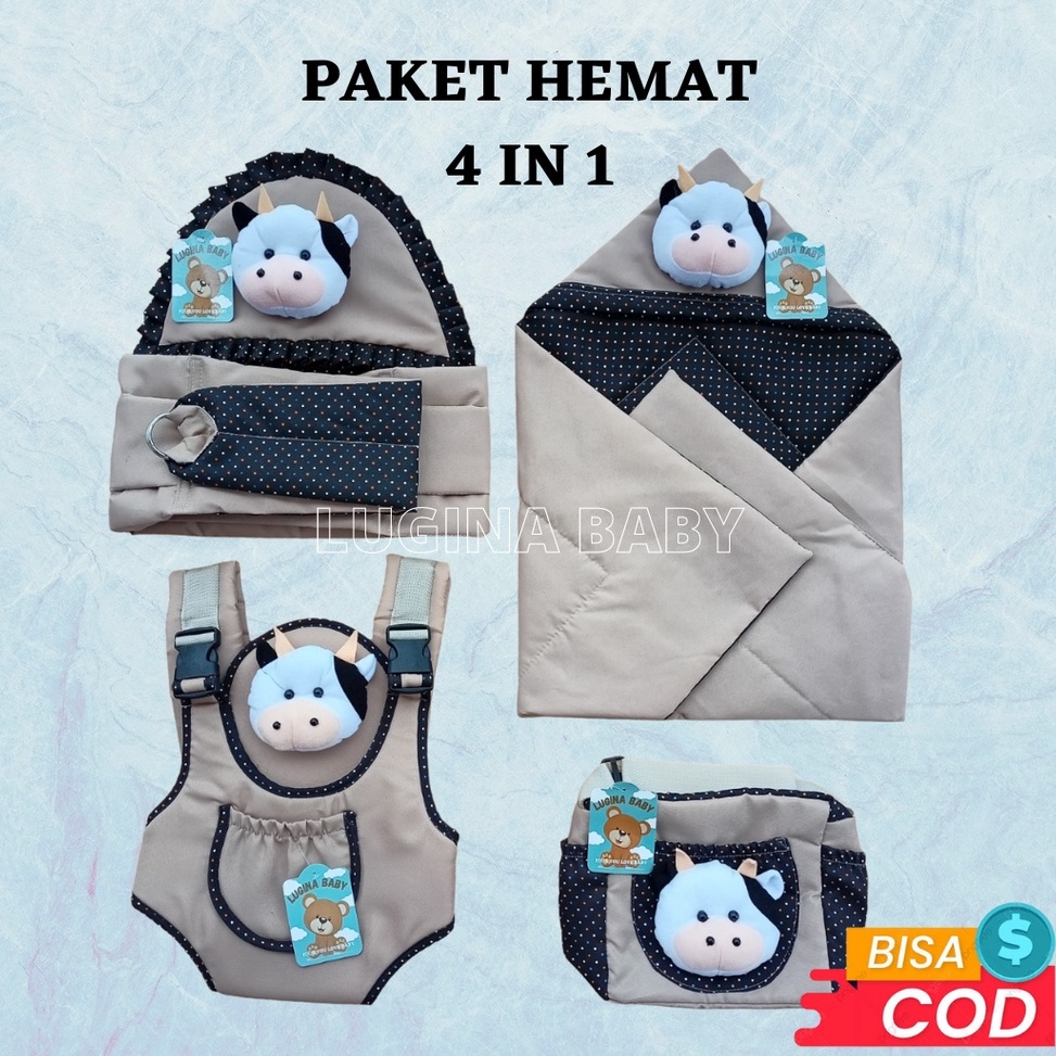 Kekinian Paket hemat 4 in 1 Gendongan samping bayi Gedongan depan multifungsi Tas kecil dora dan Sel