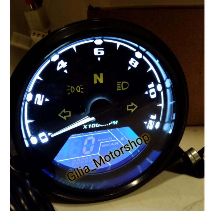 Speedometer babon Digital bulat plus Sensor Spidometer Spido babon Bulat Digital LED Custom Universal Motor