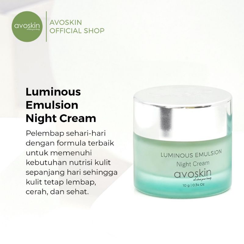 AVOSKIN Luminous Emulsion Night Cream - Creme Ultra Reparatrice | For All Skin Type - 10 g