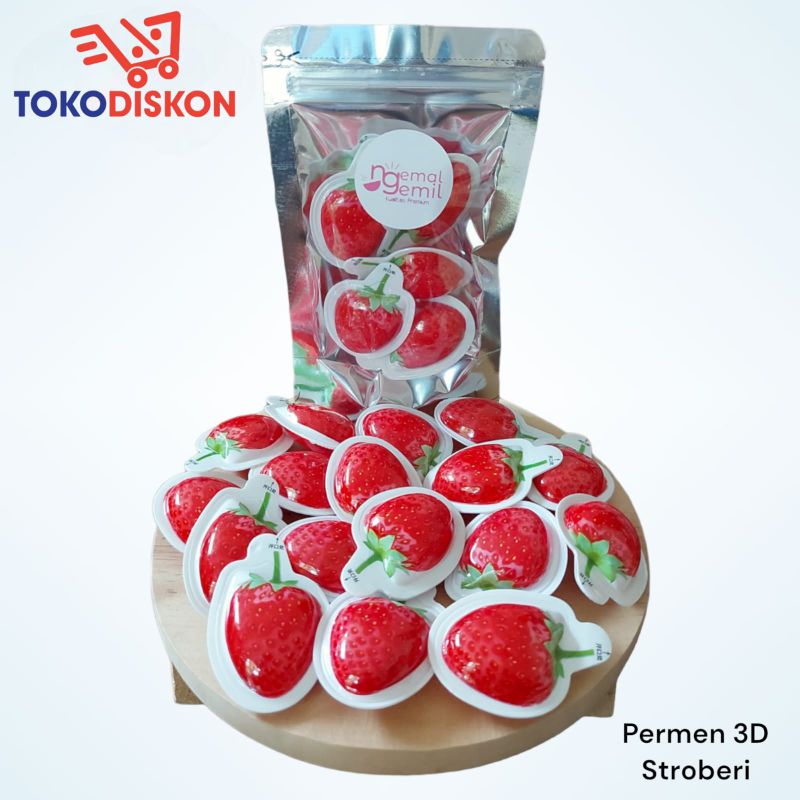 

Permen Stroberi 3D Strawberry Candy Kualitas Premium