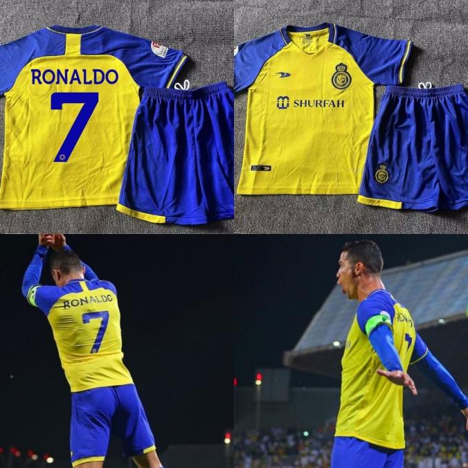 JERSEY BAJU BOLA AL NASSR HOME KIDS ANAK 2022 + RONALDO GRADE ORI