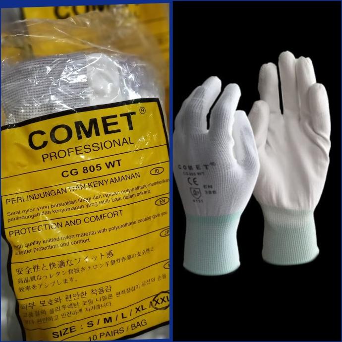 Perpack Isi 10pasang Sarung Tangan Kerja Comet Palmfit Putih CG805WT