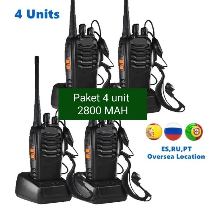 Paket 4 Unit Bf-888S Radio Ht Handy Talkie Walkie Talkie