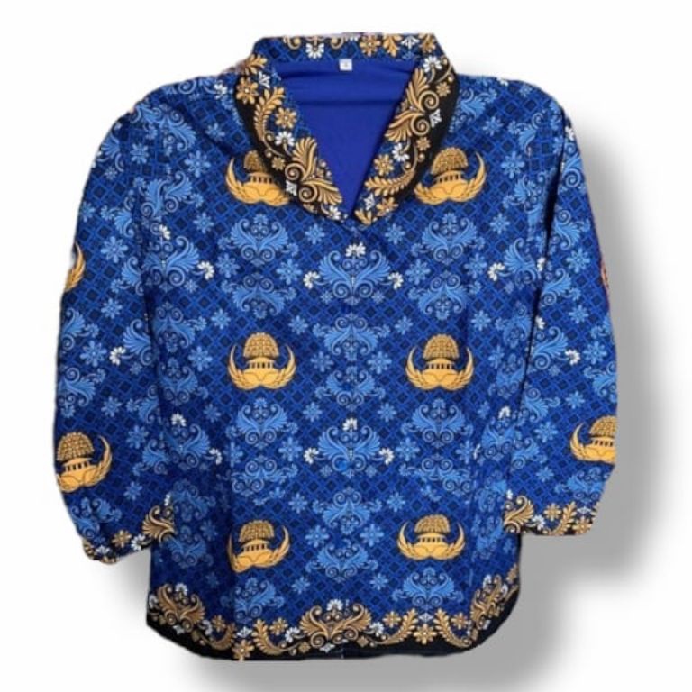 0GA9R Batik Korpri Terbaru 2022 Kerah Hitam Furing / Baju korpri terbaru Wanita  2022 / Korpri Kerah