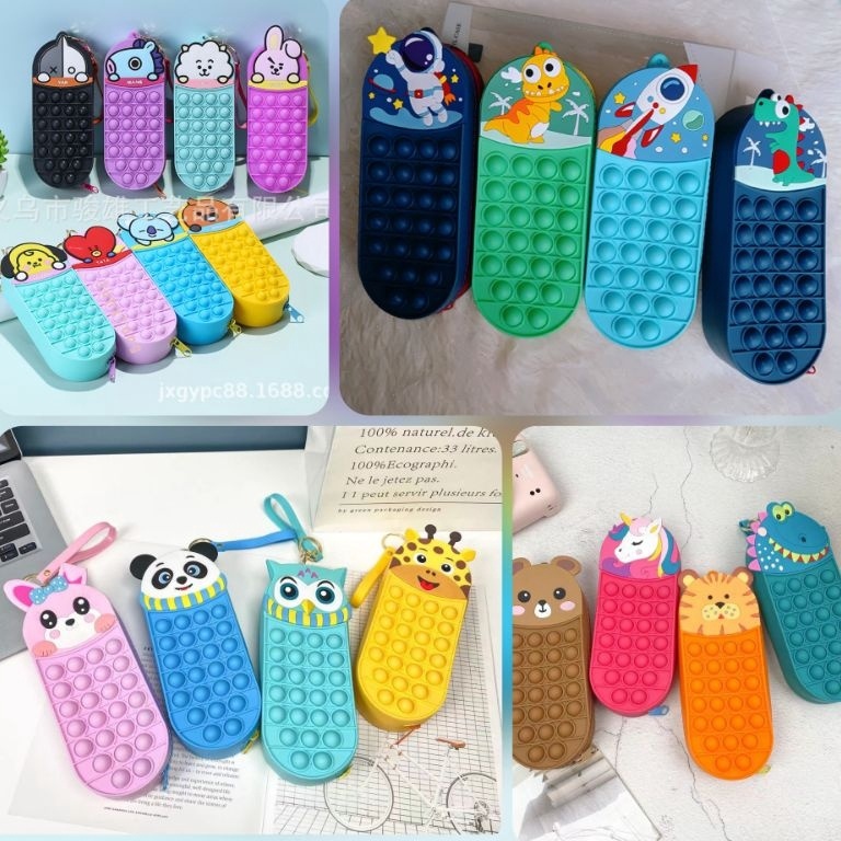

Ready stock.. Tempat Pensil Case Pop It Anak Perempuan Laki Laki Import Kartun Karakter Unicorn Dinosaurus G7V