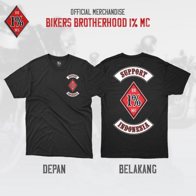 Kaos Bikers Brotherhood Support BB 1% MC Indonesia Bahan Katun Premium