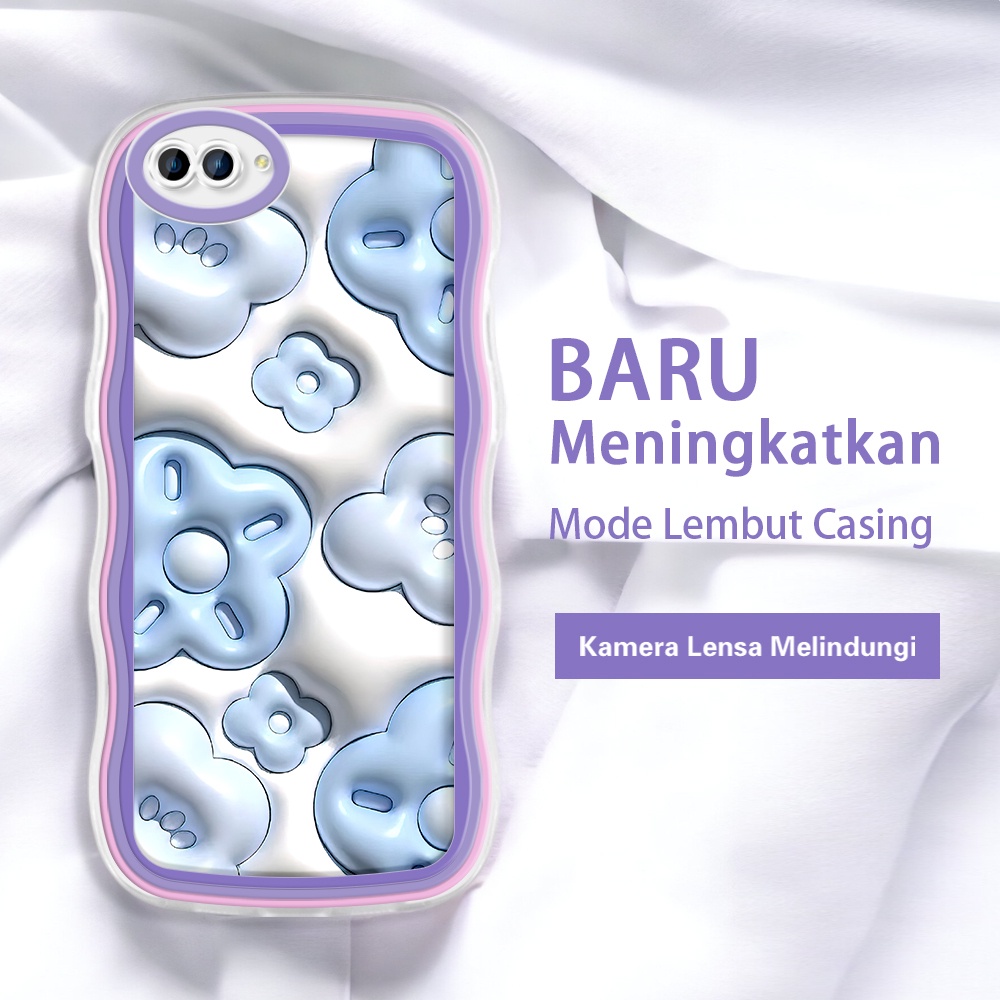 OPPO NEO 9 A3S A5 A7 A5S A9 2020 A12 A12S A12E Casing Ponsel Pola bunga biru langit 3D warna-warni g