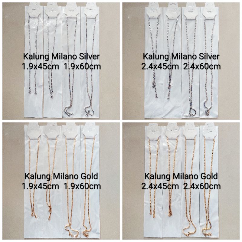 Kalung Milano Titanium Per Lusin 12pcs Grosir