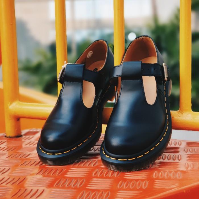 Terlaris Dr Martens Mary Jane Polley T-Bar Black Smooth