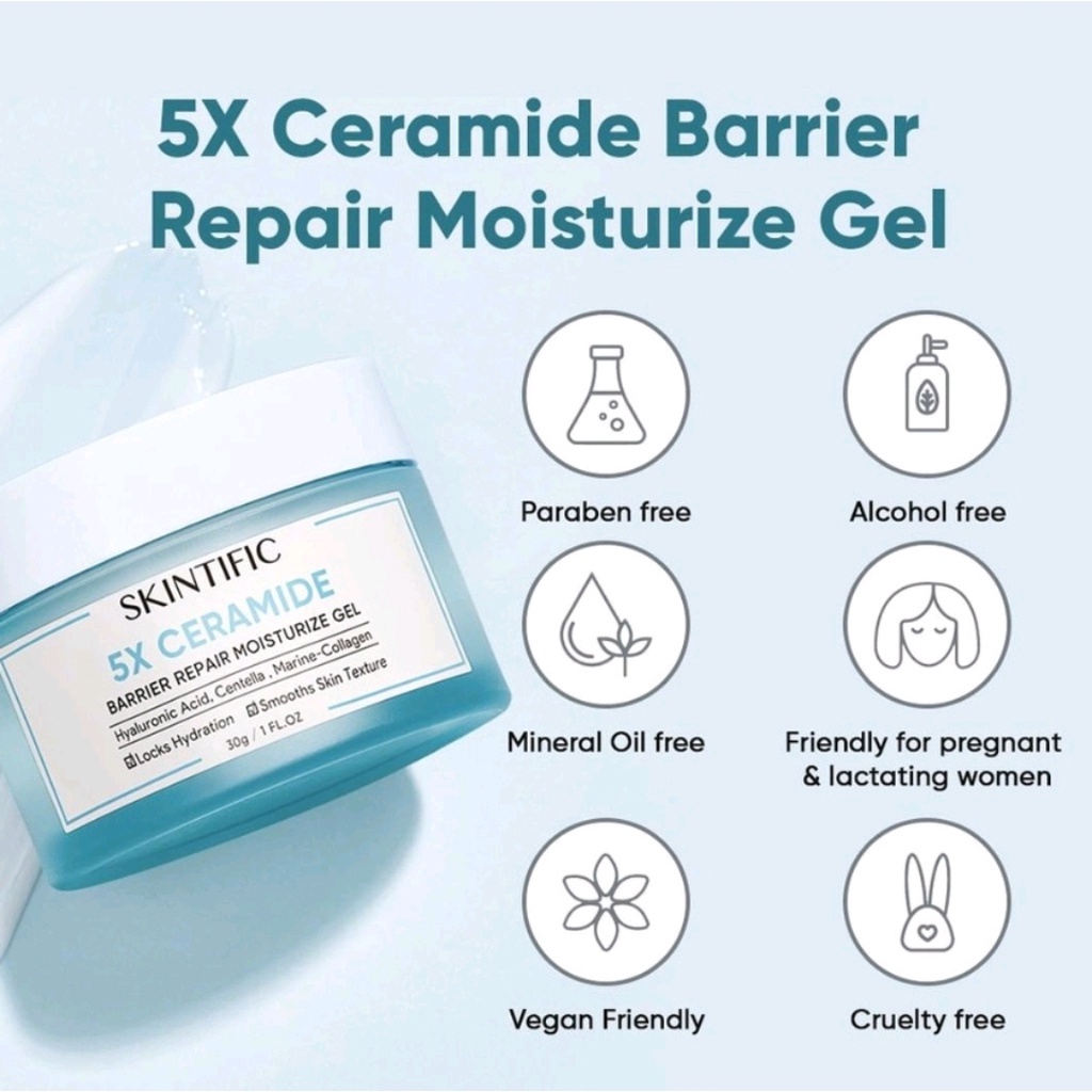 Skintific 5X Ceramide Barrier Repair Moisturizer Gel 30g Moisturizer Cream Pemutih Wajah