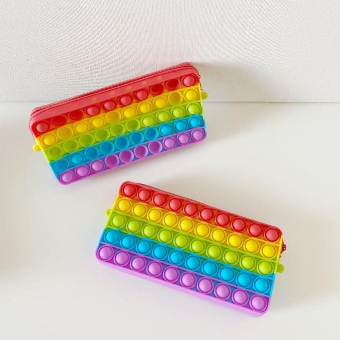 

KOTAK PENSIL POP IT Rainbow Silikon Findget Push Pop it
