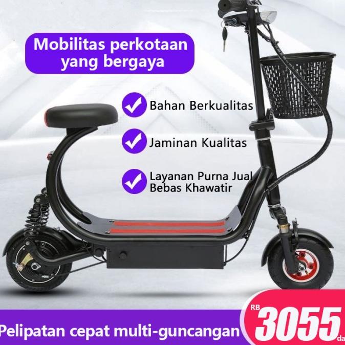 Skuter Listrik Scoter Listrik Dewasa Anak Awet 25km Garansi 1 Tahun