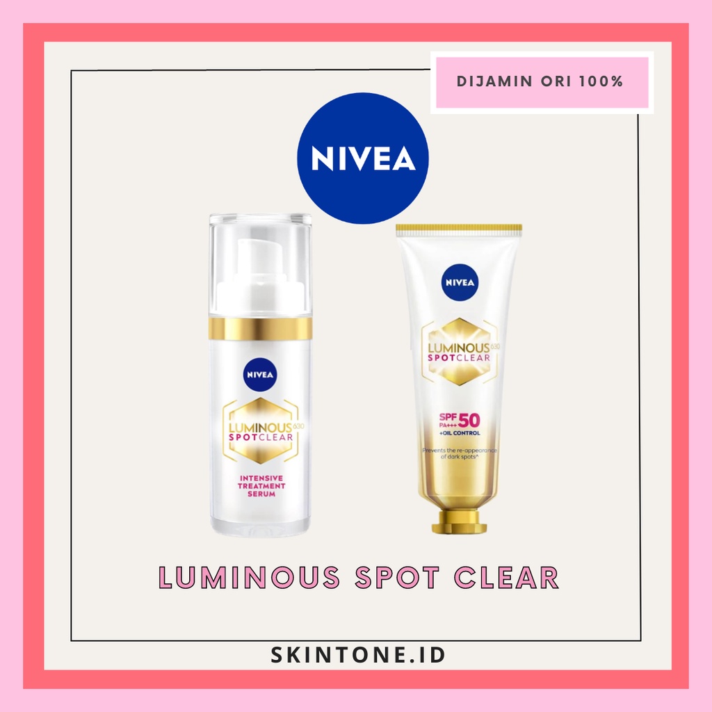 NIVEA Luminous 630 Spotclear Treatment Set Serum dan Sunscreen Perawatan Flek Hitam Sun Protect SPF5