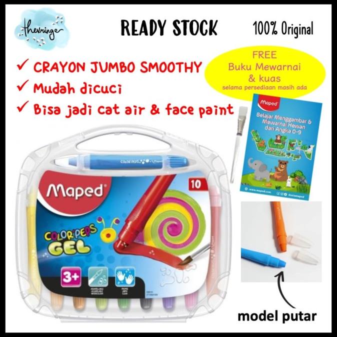 

MAPED Washable Silky Gel Crayon 10 Color Gel like Joan Miro / Mideer