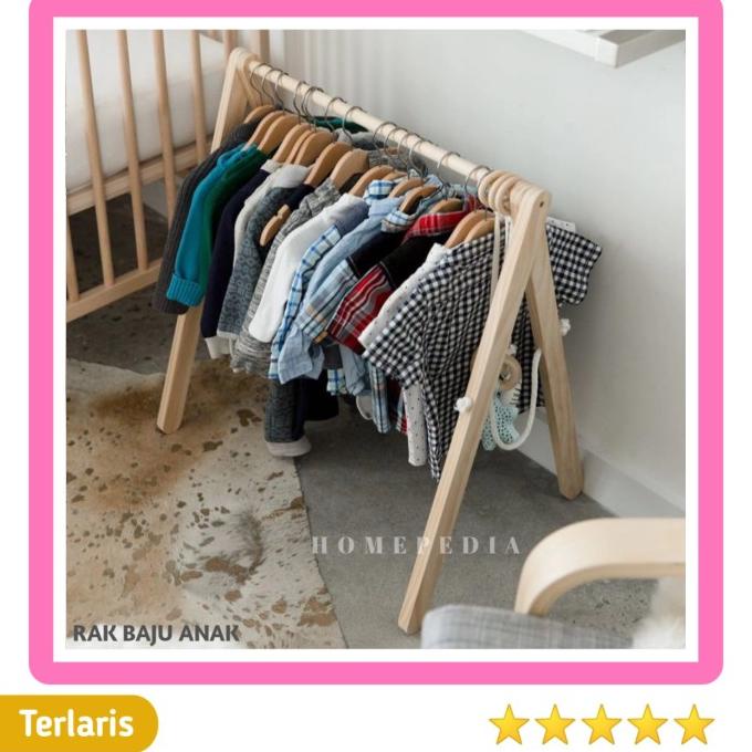 Rak Baju Anak Kayu, Hanger Baju Anak, Gantungan Baju