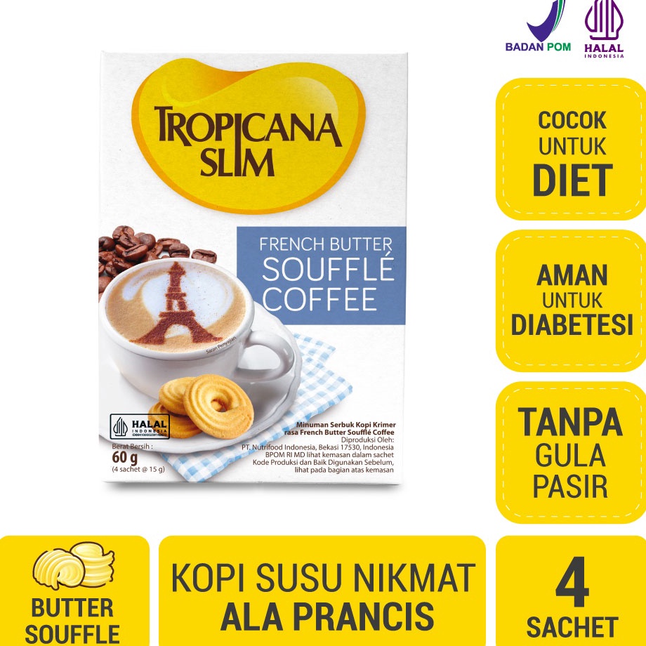 

Baru✪ Tropicana Slim French Butter Souffle Coffee 4 Sachet - Kopi Susu ala Perancis Nikmat Tanpa Gula Pasir W54 ➽