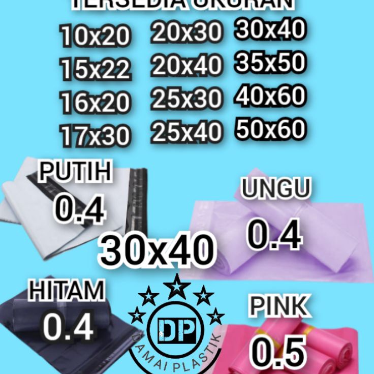 

[KODE PRODUK MQGMY7996] Kantong Plastik Packing PE 30x40CM Olshop Polymailer Hitam Putih Pink 30x40 Amplop ungu 32x45