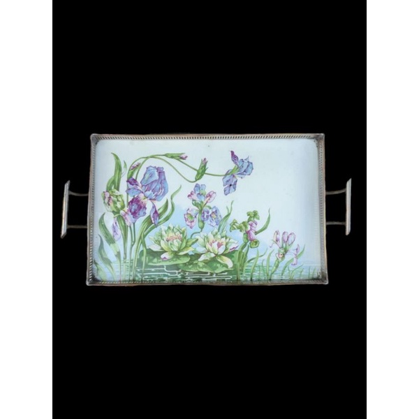 nampan keramik motif bunga cantik