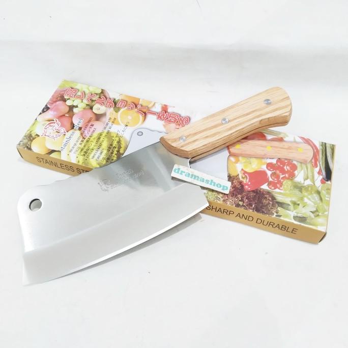 

Pisau golok dapur daging lebar gagang lapis kayu 7in 7 in inch uru