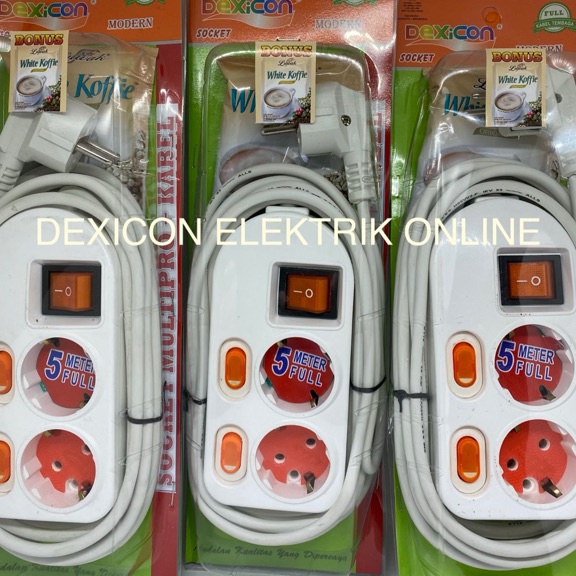 ➙➼✦❃ Stop kontak multipro 2 lubang 5 meter/colokan listrik/terminal listrik/saklar on-off/gulungan k