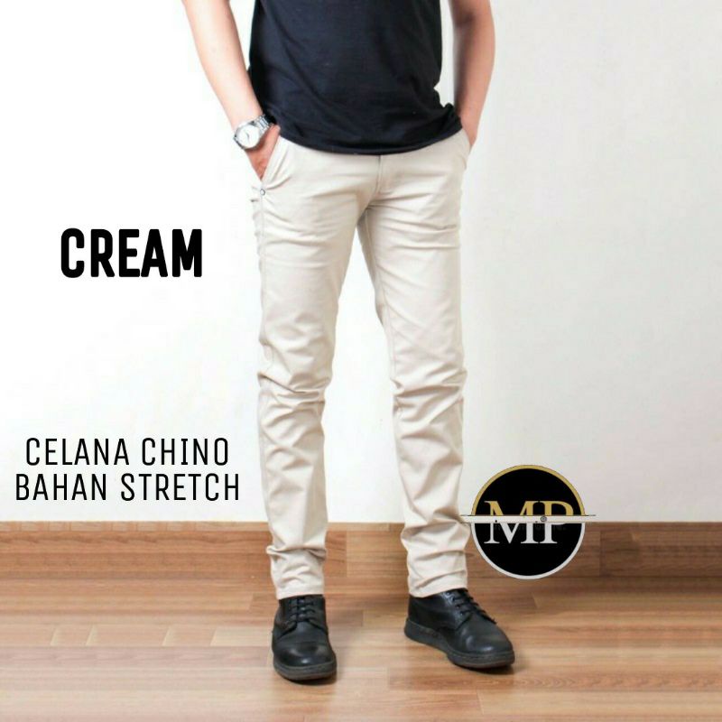 CELANA CHINO panjang Pria Slimfit KERJAHARIAN Santai Casual Formal Hitam Mocca Abu Cream Size 27-38