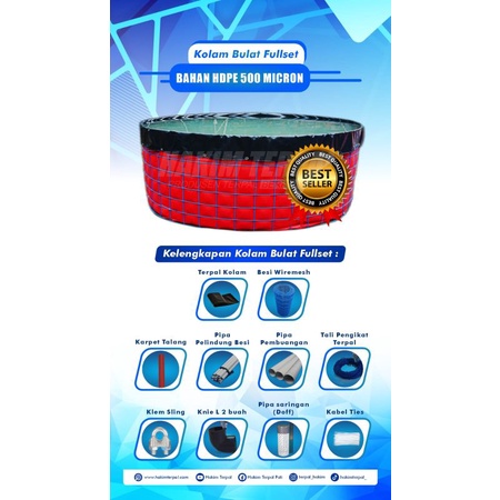 kolam bulat D3 HDPE 500 mikron fullset