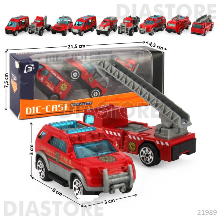 Diecast Mainan Mobil Pemadam Mini 3 Pcs Alloy Model Truck 1018-5