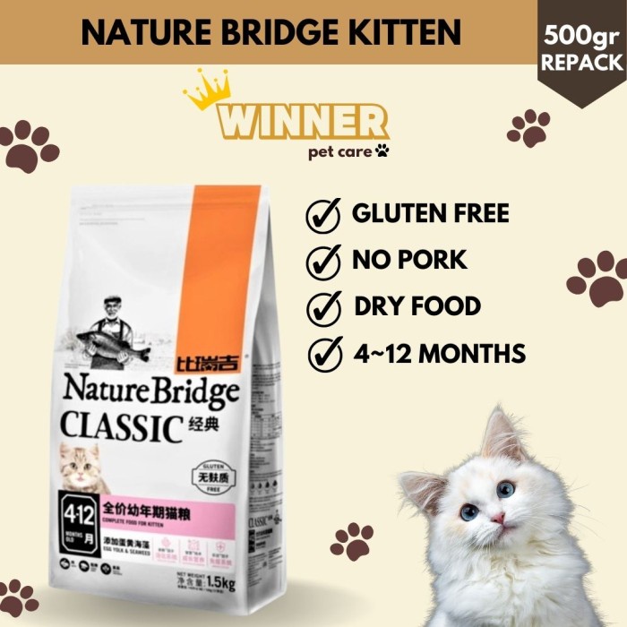 

Nature Bridge Kitten Food Makanan Kucing Premium Repack 500Gr